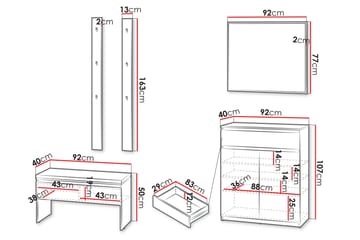 Simply Entrémøbelsett - Grå - Møbler - Gangmøbler - Møbelsett til gang & entre