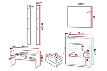 Simply Entrémøbelsett - Hvit - Møbler - Gangmøbler - Møbelsett til gang & entre
