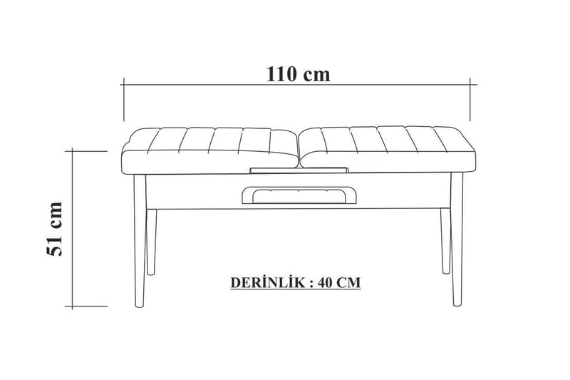 Sittebenk Vinadi 110 cm - Hvit/Brun - Benk - Gangbenk