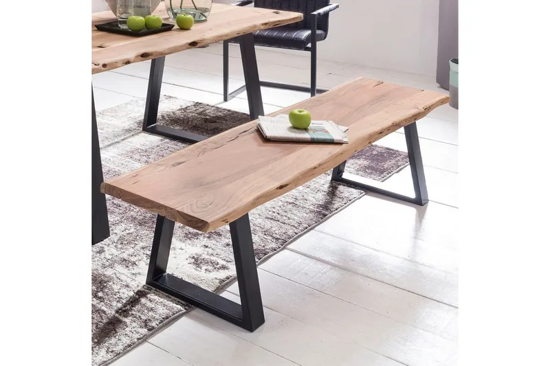 Spisestuebenk Wohnling Heltre tre kant med metallben landstil Uten ryggstøtte, 160 cm - Uten ryggstøtte, 160 cm - Møbler - Gangmøbler - Gangbenk