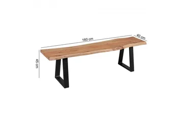 Spisestuebenk Wohnling Heltre tre kant med metallben landstil Uten ryggstøtte, 160 cm - Uten ryggstøtte, 160 cm - Møbler - Gangmøbler - Gangbenk