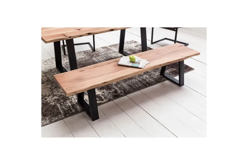 Spisestuebenk Wohnling Heltre tre kant med metallben landstil Uten ryggstøtte, 160 cm - Uten ryggstøtte, 160 cm - Møbler - Gangmøbler - Gangbenk