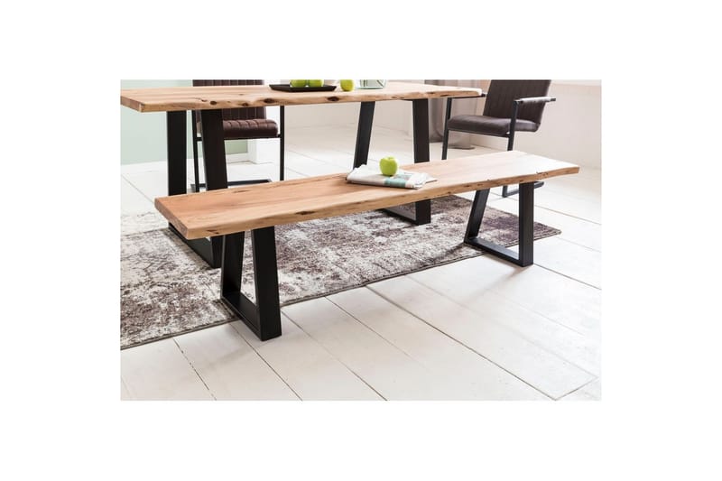 Spisestuebenk Wohnling Heltre tre kant med metallben landstil Uten ryggstøtte, 180 cm - Uten ryggstøtte, 180 cm - Møbler - Bord - Spisebord & kjøkkenbord