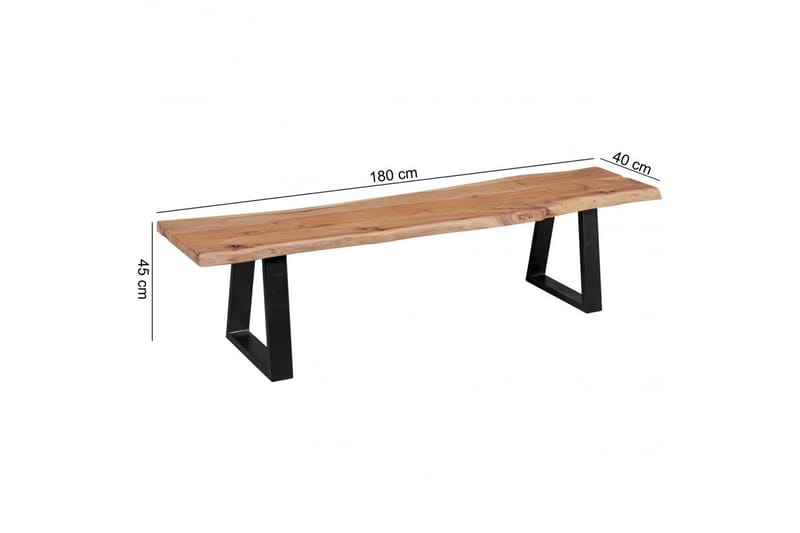 Spisestuebenk Wohnling Heltre tre kant med metallben landstil Uten ryggstøtte, 180 cm - Uten ryggstøtte, 180 cm - Møbler - Bord - Spisebord & kjøkkenbord