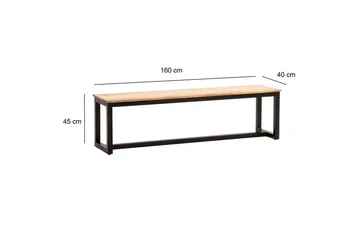Spisestuebenk Wohnling massivt tre industriell loft stil med metallbein 160 cm - 160 cm - Møbler - Gangmøbler - Gangbenk