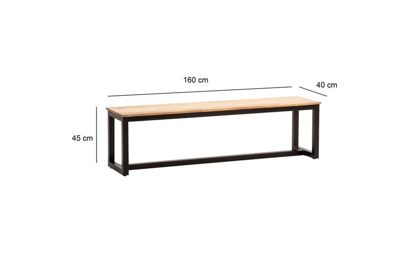 Spisestuebenk Wohnling massivt tre industriell loft stil med metallbein 160 cm - 160 cm - Møbler - Gangmøbler - Gangbenk