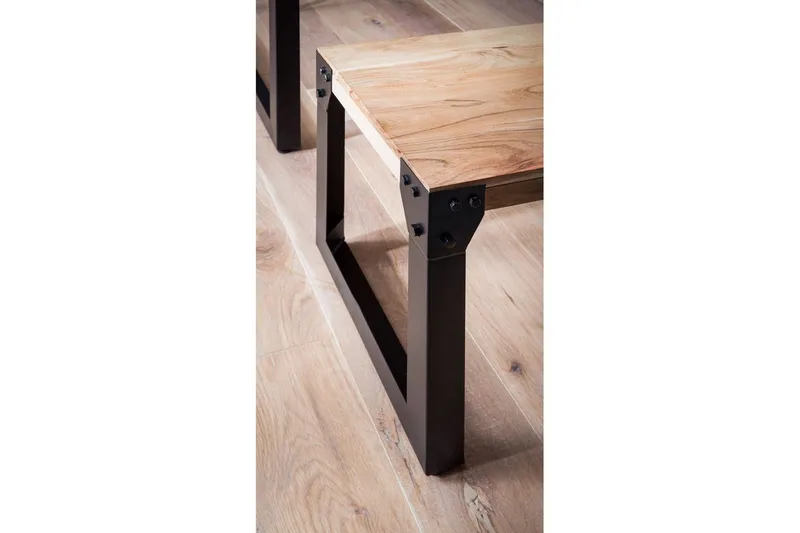 Spisestuebenk Wohnling massivt tre industriell stil med metallbein 120 cm - 120 cm - Møbler - Gangmøbler - Gangbenk