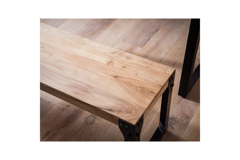 Spisestuebenk Wohnling massivt tre industriell stil med metallbein 120 cm - 120 cm - Møbler - Gangmøbler - Gangbenk