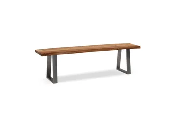 Spisestuebenk Wohnling Massivt tre med metallben trekant landlig stil Sølv, rett, 120 cm - Sølv, rett, 120 cm - Møbler - Gangmøbler - Gangbenk