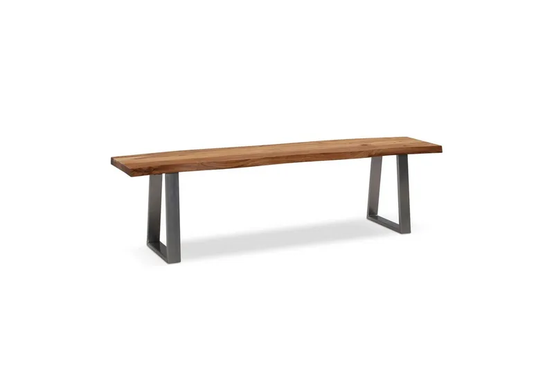 Spisestuebenk Wohnling Massivt tre med metallben trekant landlig stil Sølv, rett, 120 cm, Sølv, rett, 120 cm