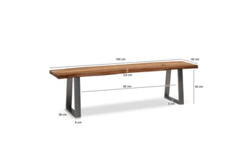 Spisestuebenk Wohnling Massivt tre med metallben trekant landlig stil Sølv, rett, 140 cm - Sølv, rett, 140 cm - Møbler - Gangmøbler - Gangbenk