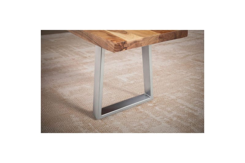 Spisestuebenk Wohnling Massivt tre med metallben trekant landlig stil Sølv, rett, 140 cm - Sølv, rett, 140 cm - Møbler - Gangmøbler - Gangbenk