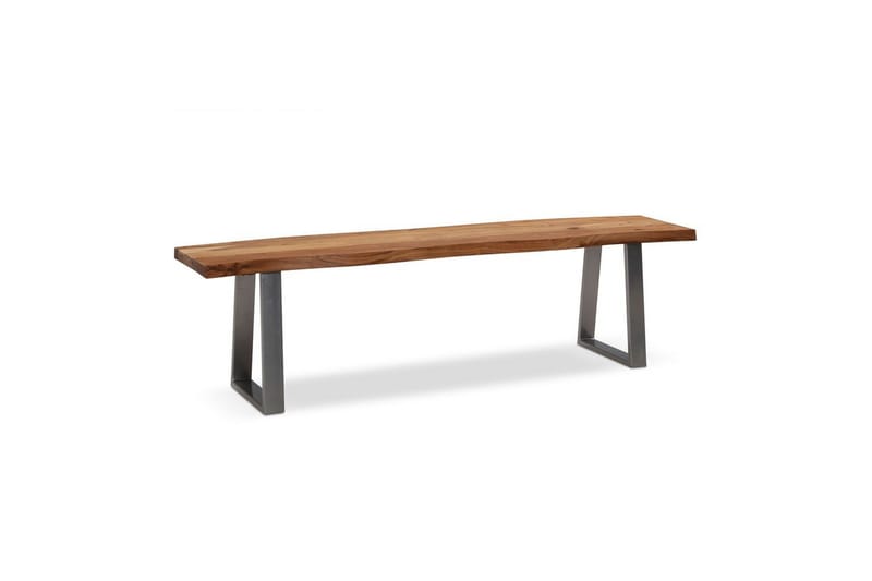 Spisestuebenk Wohnling Massivt tre med metallben trekant landlig stil Sølv, rett, 180 cm - Sølv, rett, 180 cm - Møbler - Gangmøbler - Gangbenk