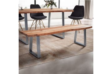 Spisestuebenk Wohnling Massivt tre med metallben trekant landlig stil Sølv, rett, 180 cm - Sølv, rett, 180 cm - Møbler - Gangmøbler - Gangbenk