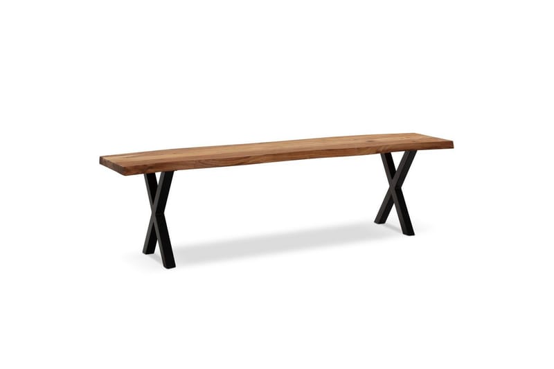 Spisestuebenk Wohnling Massivt tre med metallben trekant landlig stil Svart, krysset, 180 cm - Svart, krysset, 180 cm - Møbler - Bord - Spisebord & kjøkkenbord