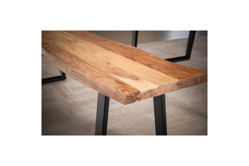 Spisestuebenk Wohnling Massivt tre med metallben trekant landlig stil Svart, Rett, 140 cm - Svart, Rett, 140 cm - Møbler - Gangmøbler - Gangbenk