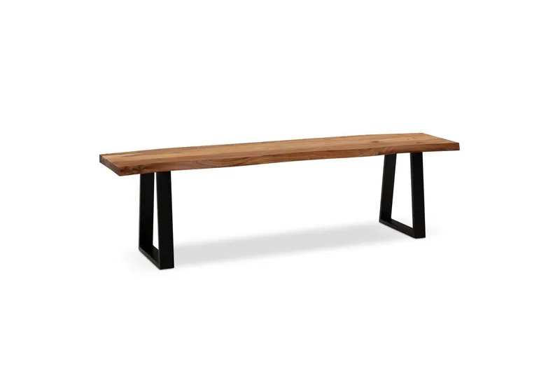 Spisestuebenk Wohnling Massivt tre med metallben trekant landlig stil Svart, Rett, 140 cm - Svart, Rett, 140 cm - Møbler - Gangmøbler - Gangbenk