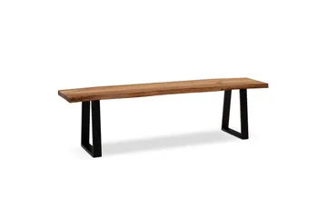 Spisestuebenk Wohnling Massivt tre med metallben trekant landlig stil Svart, Rett, 180 cm - Svart, Rett, 180 cm - Møbler - Gangmøbler - Gangbenk