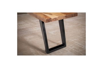 Spisestuebenk Wohnling Massivt tre med metallben trekant landlig stil Svart, vinklet, 140 cm - Svart, vinklet, 140 cm - Møbler - Bord - Spisebord & kjøkkenbord