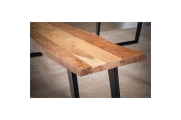 Spisestuebenk Wohnling Massivt tre med metallben trekant landlig stil Svart, vinklet, 180 cm - Svart, vinklet, 180 cm - Møbler - Bord - Spisebord & kjøkkenbord