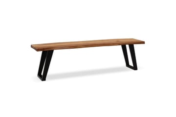 Spisestuebenk Wohnling Massivt tre med metallben trekant landlig stil Svart, vinklet, 180 cm - Svart, vinklet, 180 cm - Møbler - Bord - Spisebord & kjøkkenbord