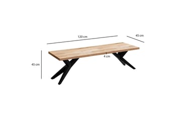 Spisestuebenk Wohnling massivt tre moderne loftstil med metallben 120 cm - 120 cm - Møbler - Gangmøbler - Gangbenk