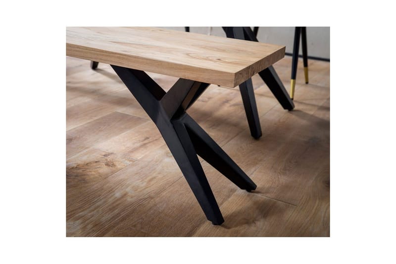 Spisestuebenk Wohnling massivt tre moderne loftstil med metallben 120 cm - 120 cm - Møbler - Gangmøbler - Gangbenk