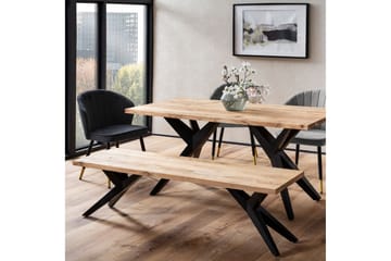 Spisestuebenk Wohnling massivt tre moderne loftstil med metallben 160 cm - 160 cm - Møbler - Gangmøbler - Gangbenk