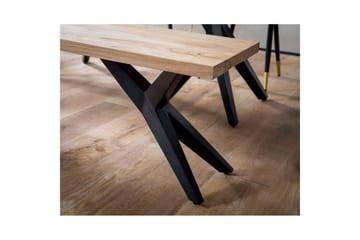 Spisestuebenk Wohnling massivt tre moderne loftstil med metallben 160 cm - 160 cm - Møbler - Gangmøbler - Gangbenk
