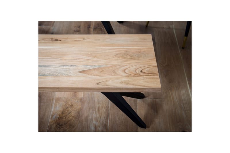 Spisestuebenk Wohnling massivt tre moderne loftstil med metallben 175 cm - 175 cm - Møbler - Gangmøbler - Gangbenk