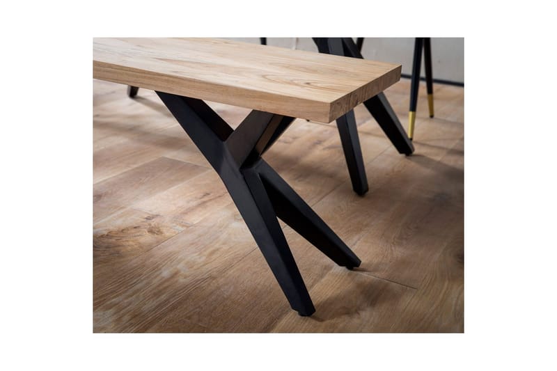 Spisestuebenk Wohnling massivt tre moderne loftstil med metallben 175 cm - 175 cm - Møbler - Gangmøbler - Gangbenk