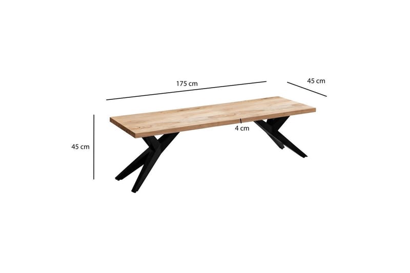 Spisestuebenk Wohnling massivt tre moderne loftstil med metallben 175 cm - 175 cm - Møbler - Gangmøbler - Gangbenk