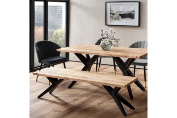 Spisestuebenk Wohnling massivt tre moderne loftstil med metallben 175 cm - 175 cm - Møbler - Gangmøbler - Gangbenk