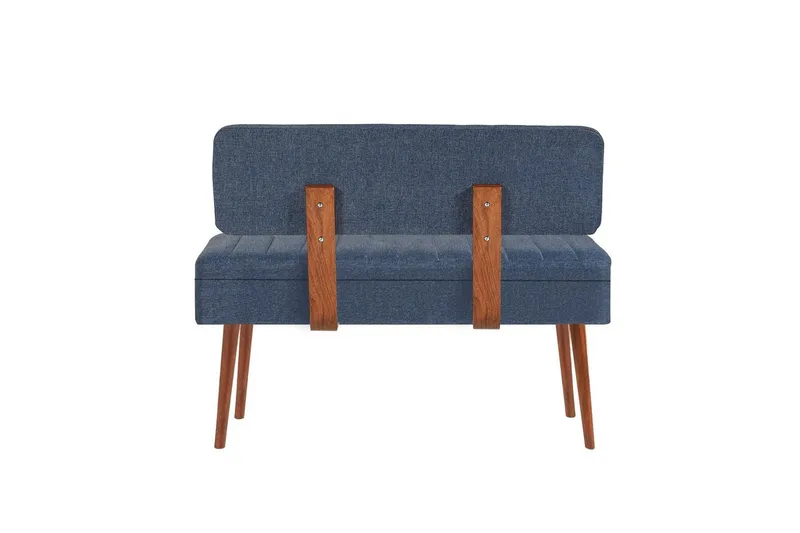 Valsot Benker 110 cm - Valnøtt/Mørkeblå - Møbler - Stoler - Benk - Benk med ryggstøtte