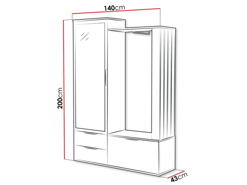 View hallmøbel 140 cm - beige - Møbler - Gangmøbler - Møbelsett til gang & entre