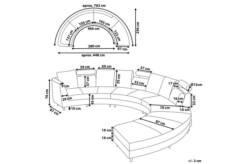 Halvrund soffa Beliani Rotunde Beige/Silver Beige||Silver - Møbler - Sofaer