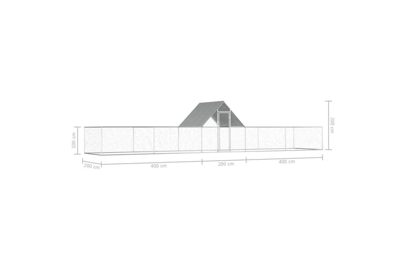 Hønsehus 10x2x2 m galvanisert stål - Bur & Transportbur