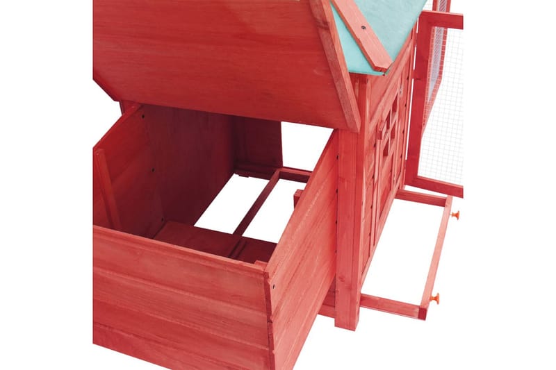 Hønsehus med verpekasse rød 193x68x104 cm heltre gran - Rød - Bur & Transportbur
