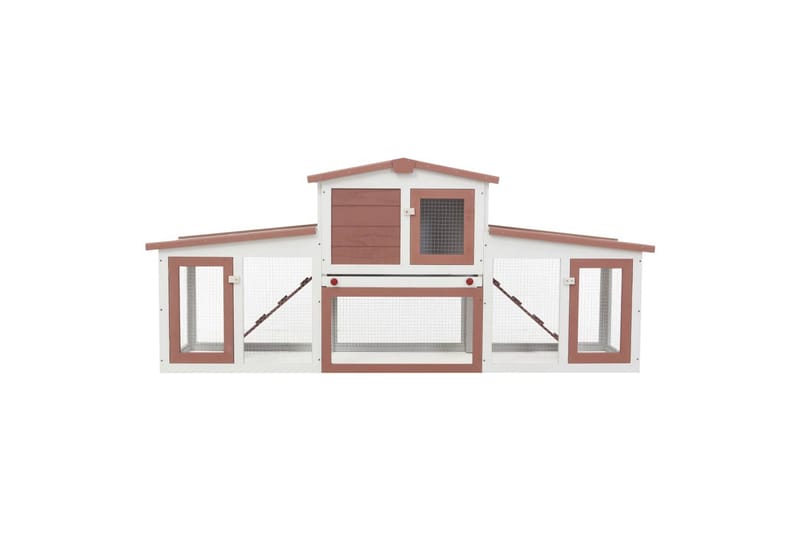 Stort utendørs kaninbur brun og hvit 204x45x85 cm tre - Bur & Transportbur
