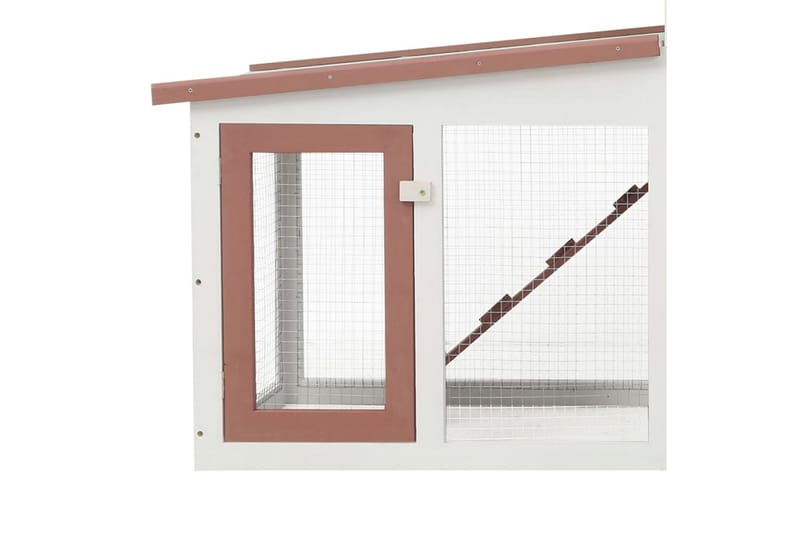 Stort utendørs kaninbur brun og hvit 204x45x85 cm tre - Bur & Transportbur