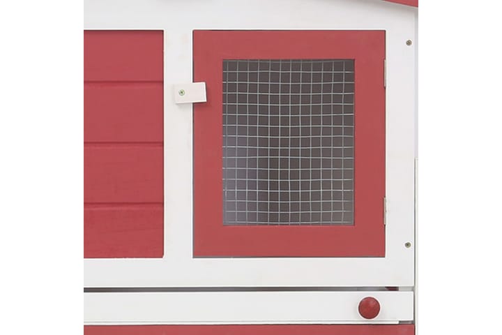 Stort utendørs kaninbur rød og hvit 204x45x85 cm tre -   - Bur & Transportbur