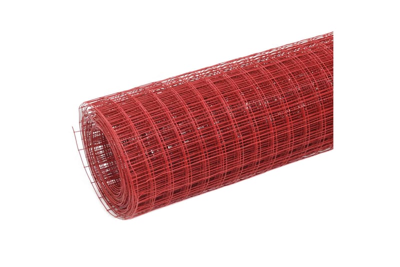 Trådgjerde kylling stål med PVC-belegg 10x0,5 m rød - Bur & Transportbur