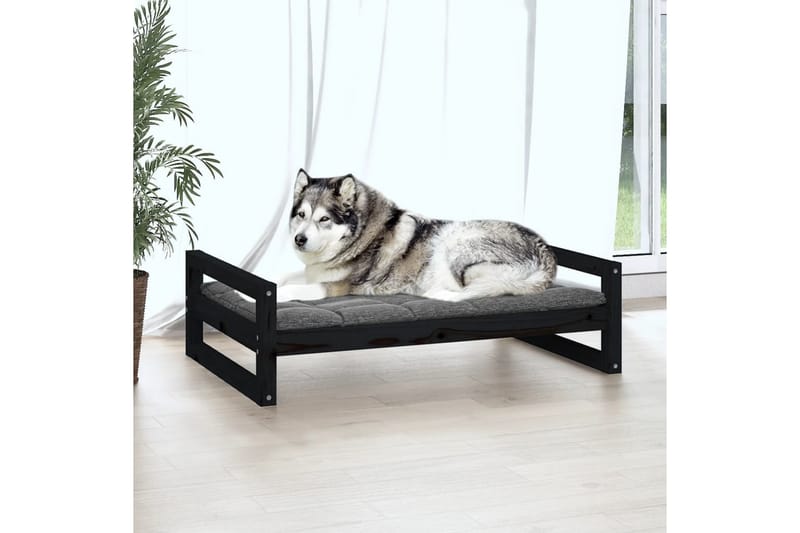 beBasic Hundeseng svart 105,5x75,5x28 cm heltre furu - Svart - Hundekurv & hundeseng