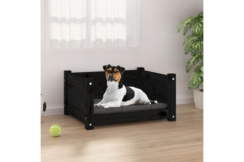 beBasic Hundeseng svart 55,5x45,5x28 cm heltre furu - Svart - Hundekurv & hundeseng