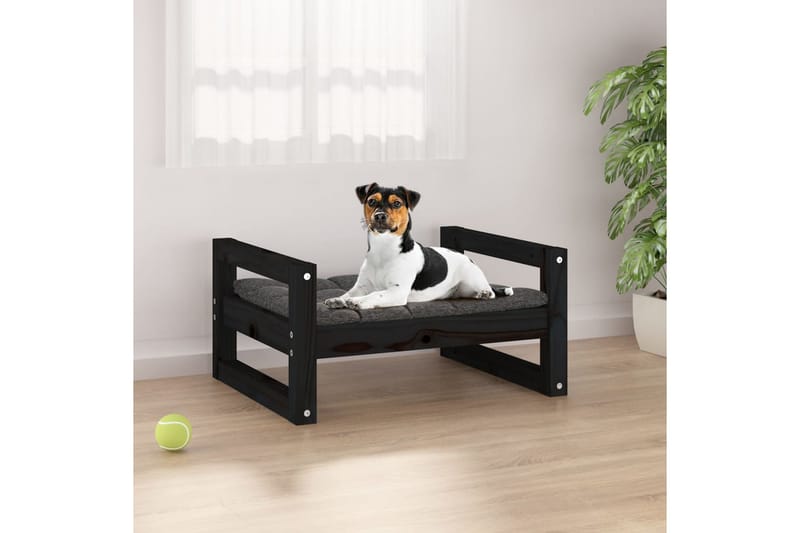 beBasic Hundeseng svart 55,5x45,5x28 cm heltre furu - Svart - Hundekurv & hundeseng