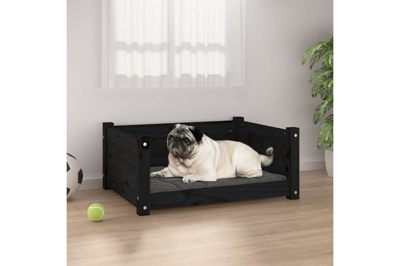 beBasic Hundeseng svart 65,5x50,5x28 cm heltre furu - Svart - Hundekurv & hundeseng
