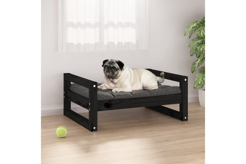 beBasic Hundeseng svart 65,5x50,5x28 cm heltre furu - Svart - Hundekurv & hundeseng