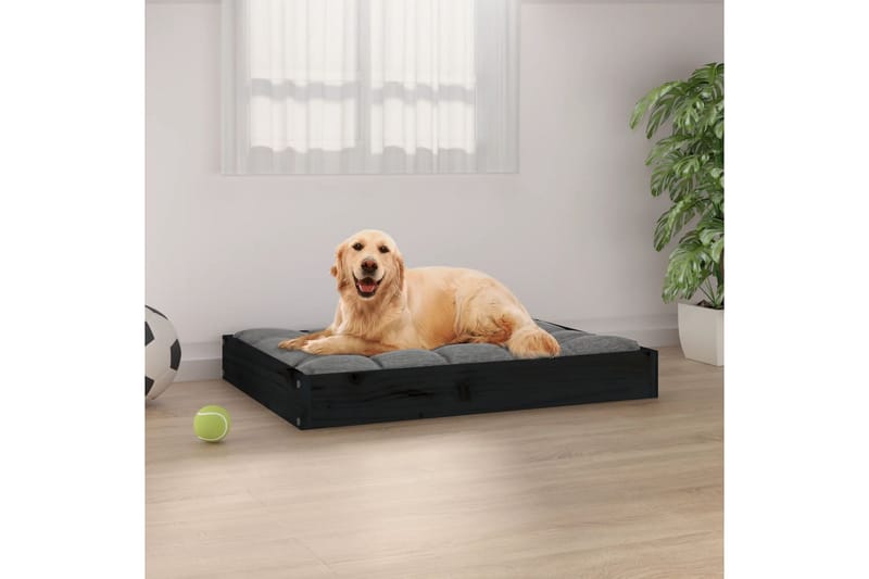 beBasic Hundeseng svart 71,5x54x9 cm heltre furu - Svart - Hundekurv & hundeseng