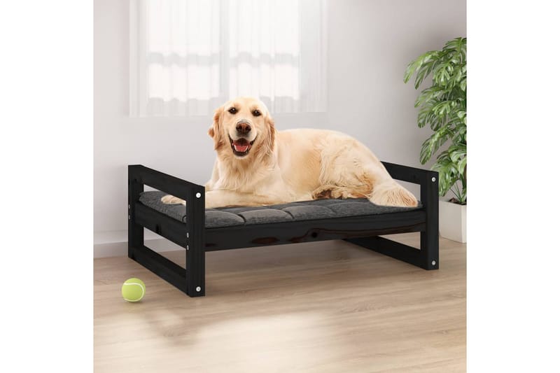 beBasic Hundeseng svart 75,5x55,5x28 cm heltre furu - Svart - Hundekurv & hundeseng