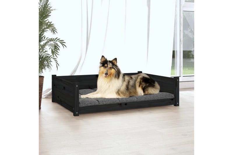 beBasic Hundeseng svart 95,5x65,5x28 cm heltre furu - Svart - Hundekurv & hundeseng